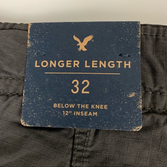 American Eagle Longer Length Cargo Shorts Gray Brown 100% Cotton Men’s Sz 32 NWT - Picture 11 of 16